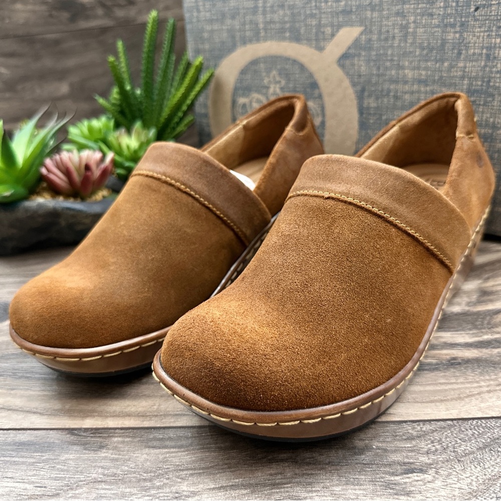 NIB Born Bailie Closed Back Clogs Brown Glazed Ginger Suede 8M 39 - Picture 3 of 12